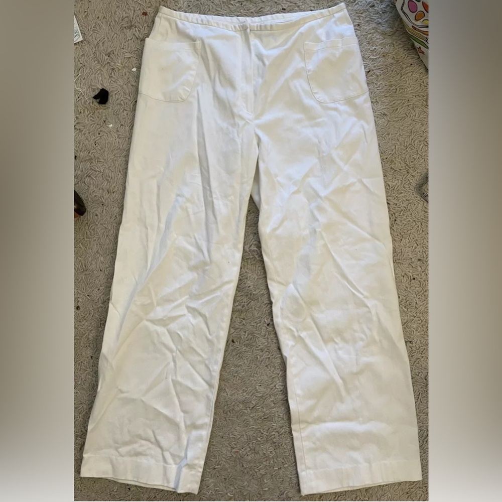 ALLAN WALLER white bootcut boot cut pants 12 large l